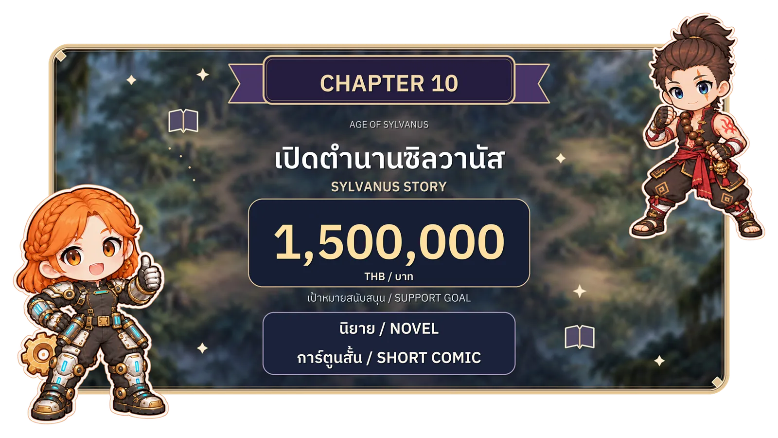 บทที่ 10: เปิดตำนานซิลวานัส นิยายและการ์ตูนสั้น เป้าหมายยอดสนับสนุน 1,500,000 บาท