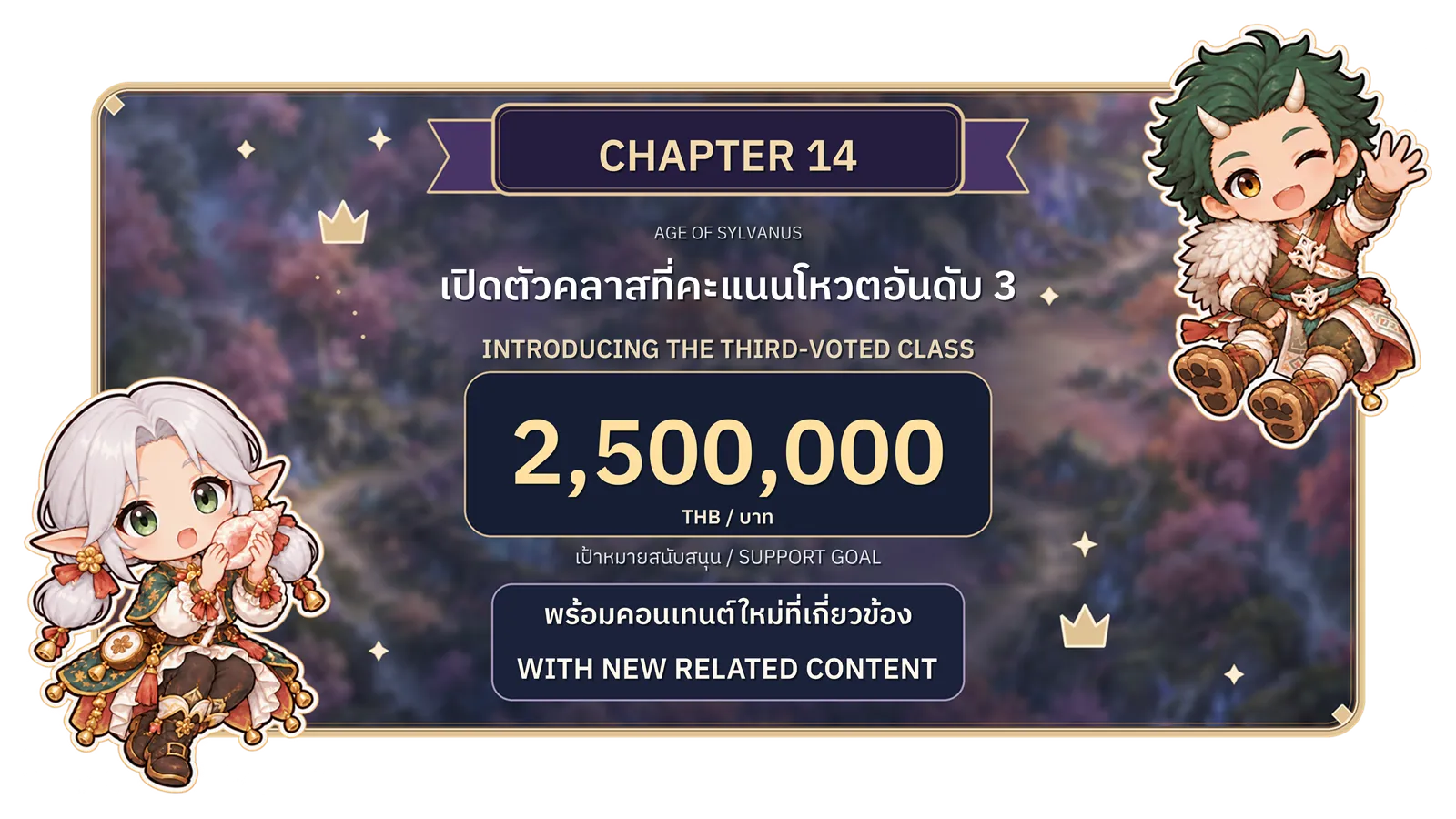 บทที่ 14: เปิดตัวคลาสที่ได้โหวตอันดับ 3 พร้อมคอนเทนต์ใหม่ เป้าหมายยอดสนับสนุน 2,500,000 บาท