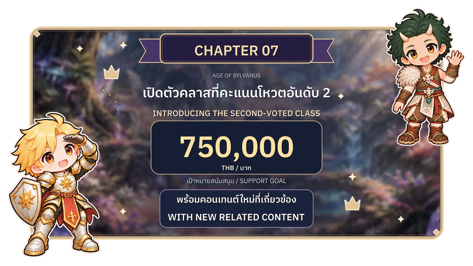 บทที่ 7: เปิดตัวคลาสที่ได้โหวตอันดับ 2 พร้อมคอนเทนต์ใหม่ เป้าหมายยอดสนับสนุน 750,000 บาท